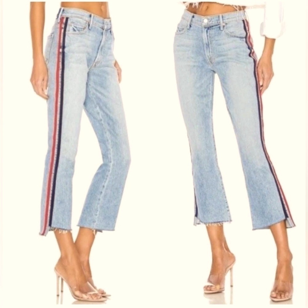 Mother Superior The Insider Crop Step Fray jeans with racer stripe